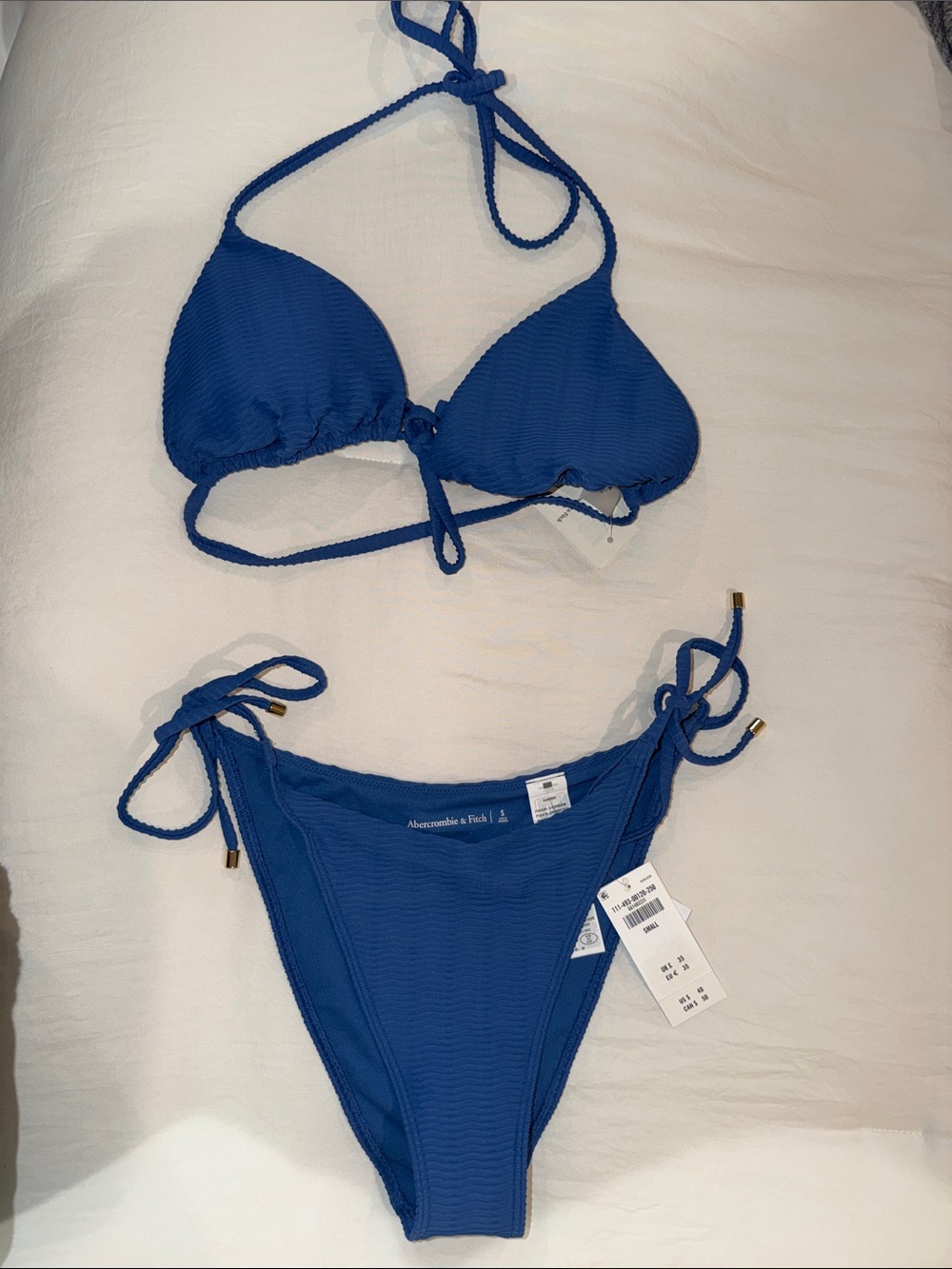 Abercrombie & Fitch Royal Blue Textured Tie-Side Bikini